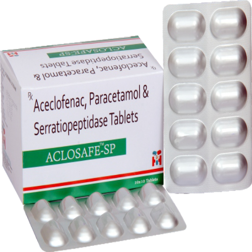 ACLOSAFE SP ACECLOFENEC 100 MG + PARACETAMOL 325 MG + SERRATIOPEPTIDASE 15 MG TAB