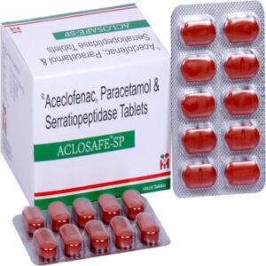 ACLOSAFE SP ACECLOFENEC 100 MG + PARACETAMOL 325 MG + SERRATIOPEPTIDASE 15 MG TAB