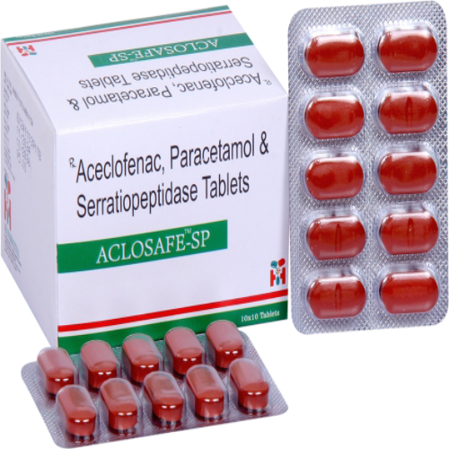 ACLOSAFE SP ACECLOFENEC 100 MG + PARACETAMOL 325 MG + SERRATIOPEPTIDASE 15 MG TAB