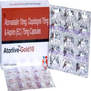 ATORLIVE GOLD-10 ATORVASTATIN 10 MG + ASPIRINE 75 MG + CLOPIDOGREL 75 MG CAP