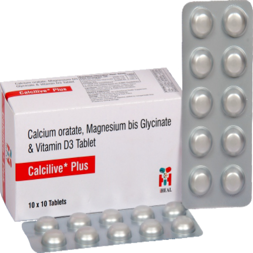 CALCILIVE PLUS CALCIUM ORATATE 500 MG + MAGNESIUM BIS GLYCINATE 150 MG + VIT. D3 1000 I.U TAB